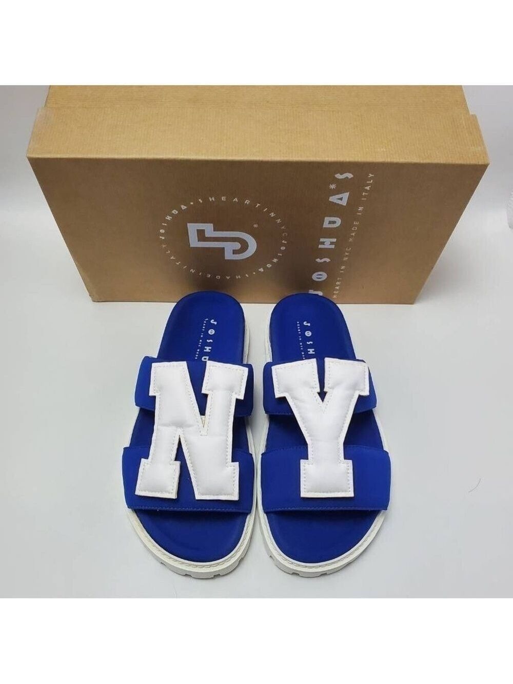 Joshua's Heart In New York City Slip On Footbed Sandals Blue White Size EU 37